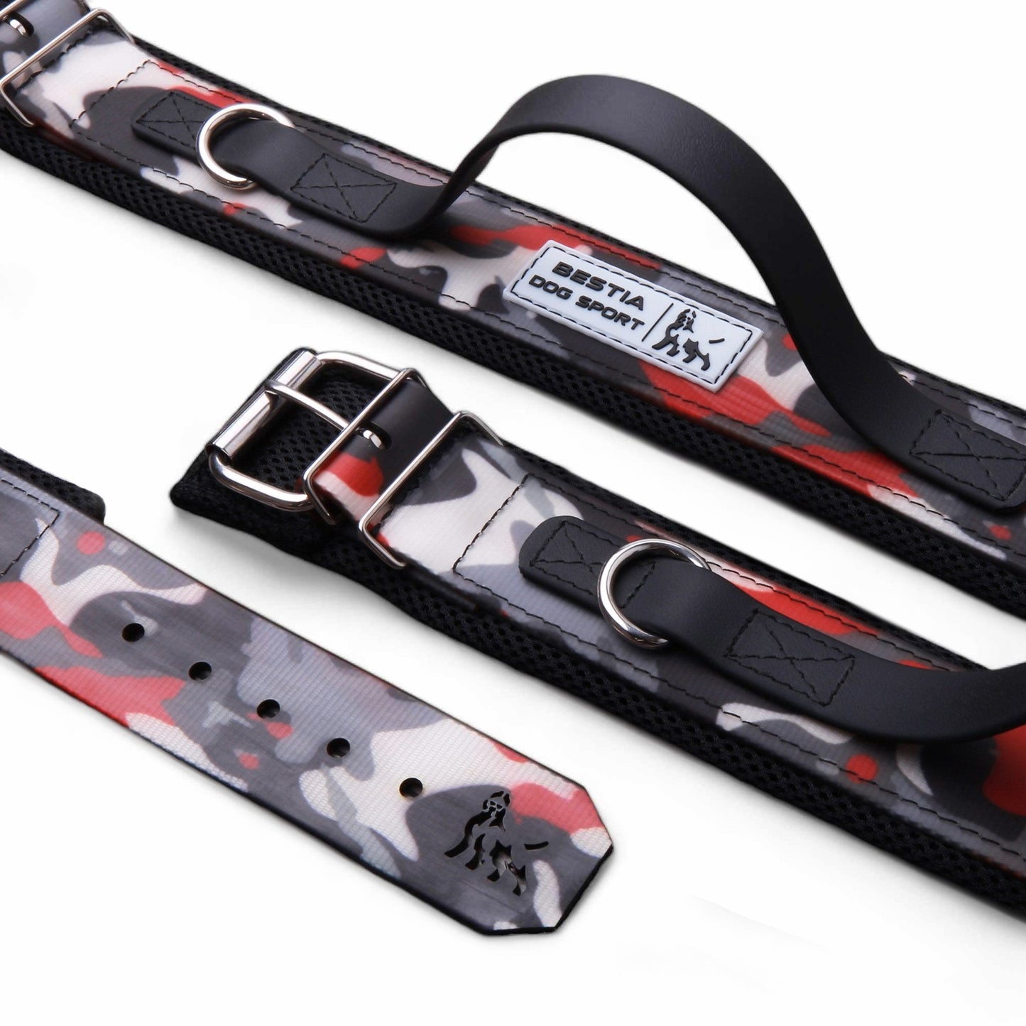 BESTIA DOG SPORT HANDLE COLLAR RED CAMO-0