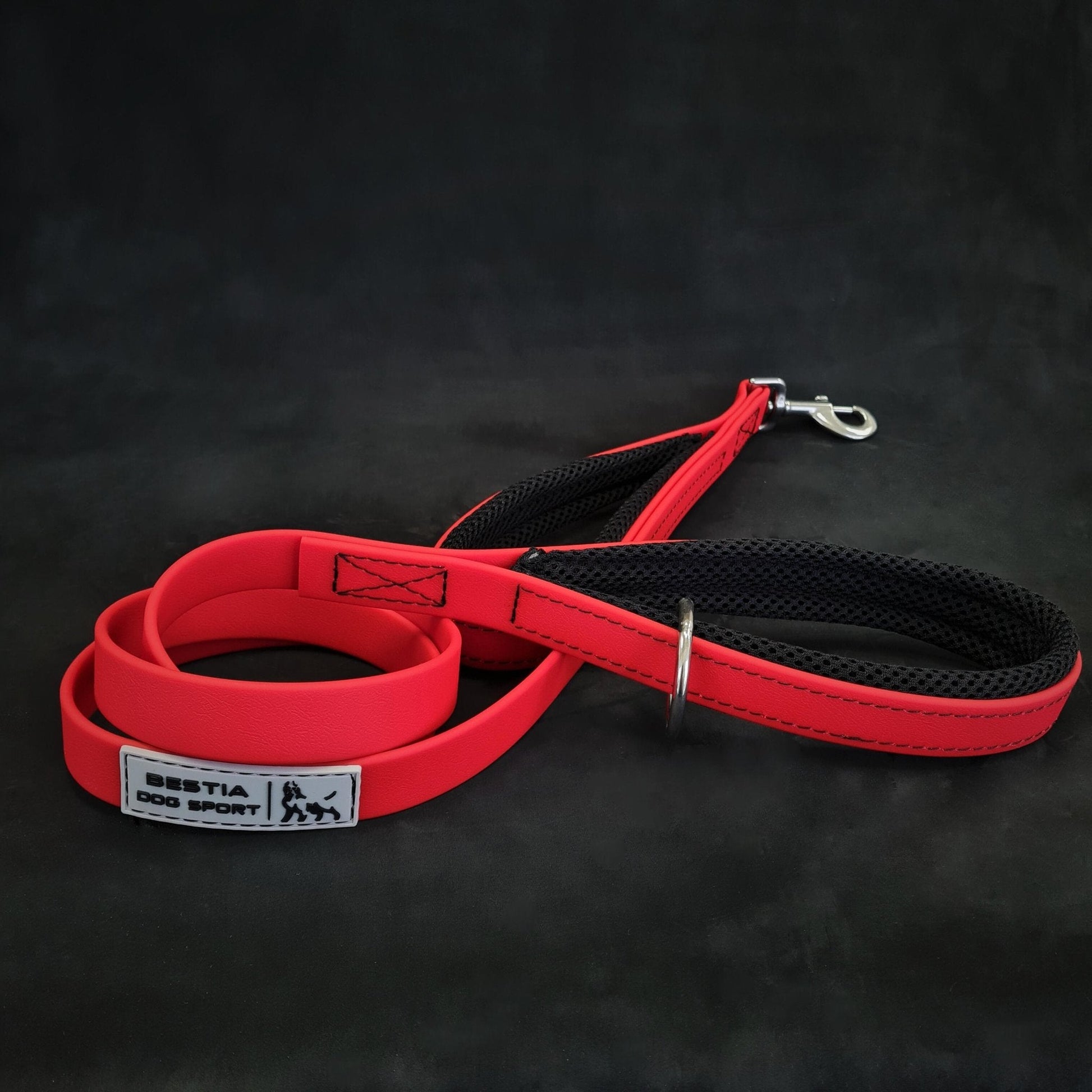 BESTIA DOG SPORT dual handle leash Red-1