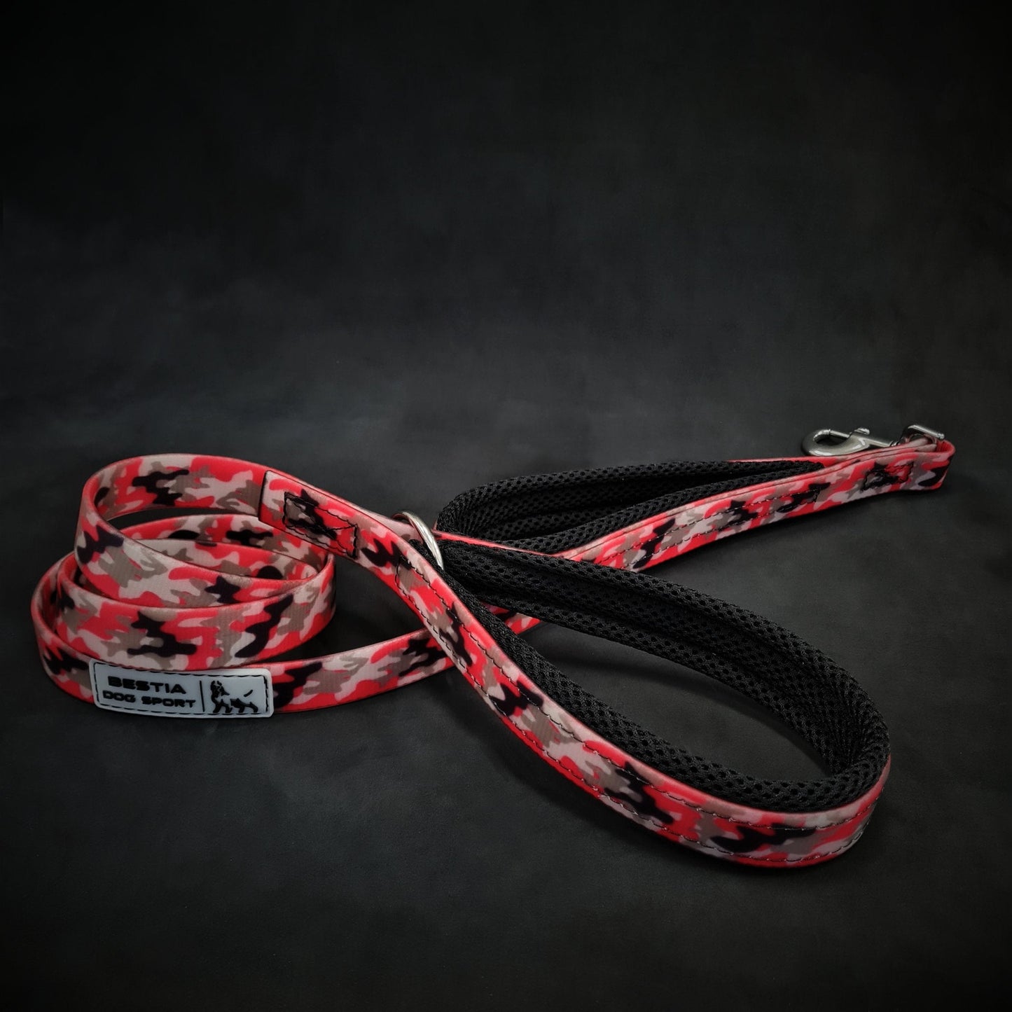 BESTIA DOG SPORT dual handle leash Red Camo-1