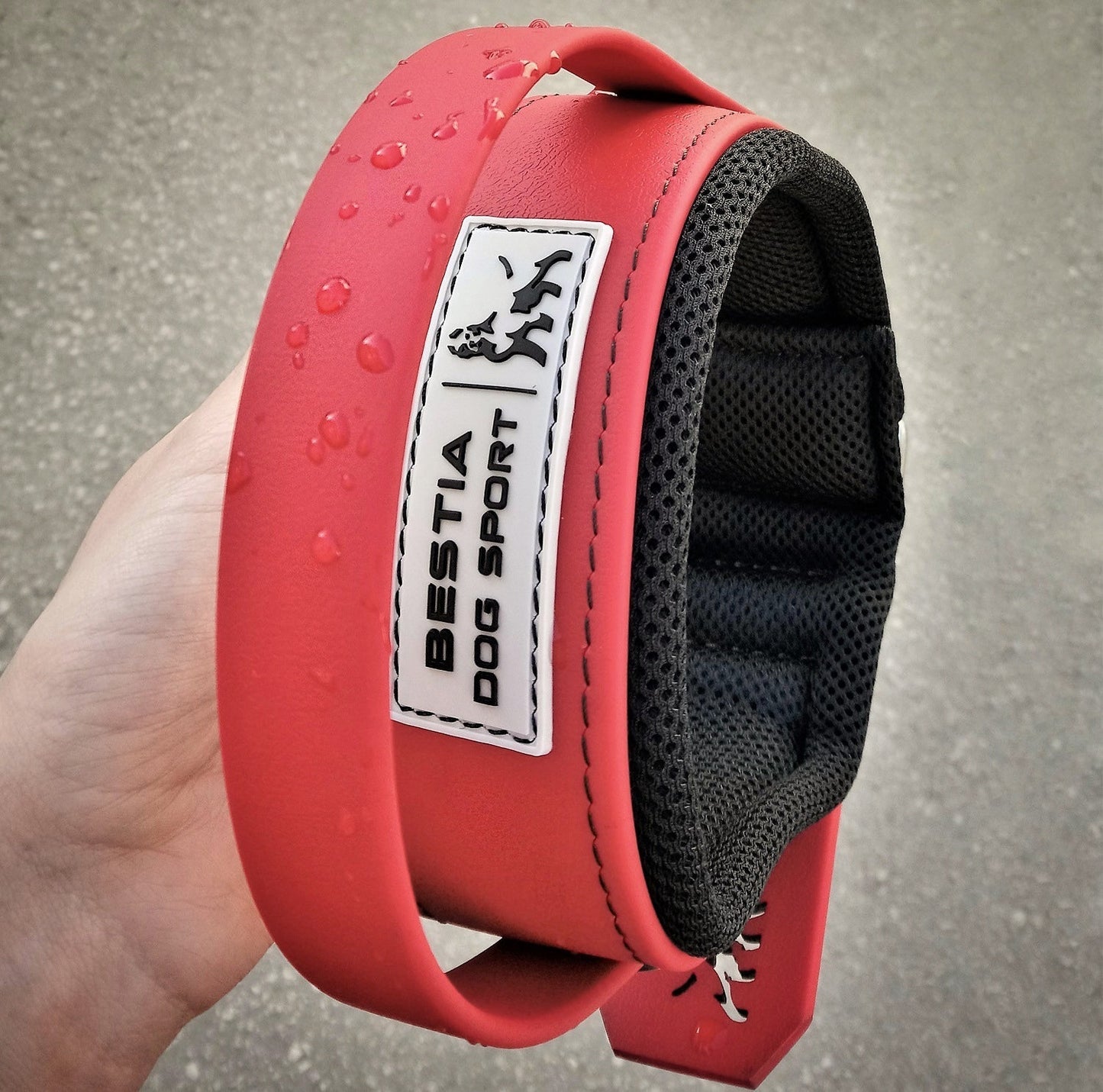 BESTIA DOG SPORT HANDLE COLLAR ALL RED-2