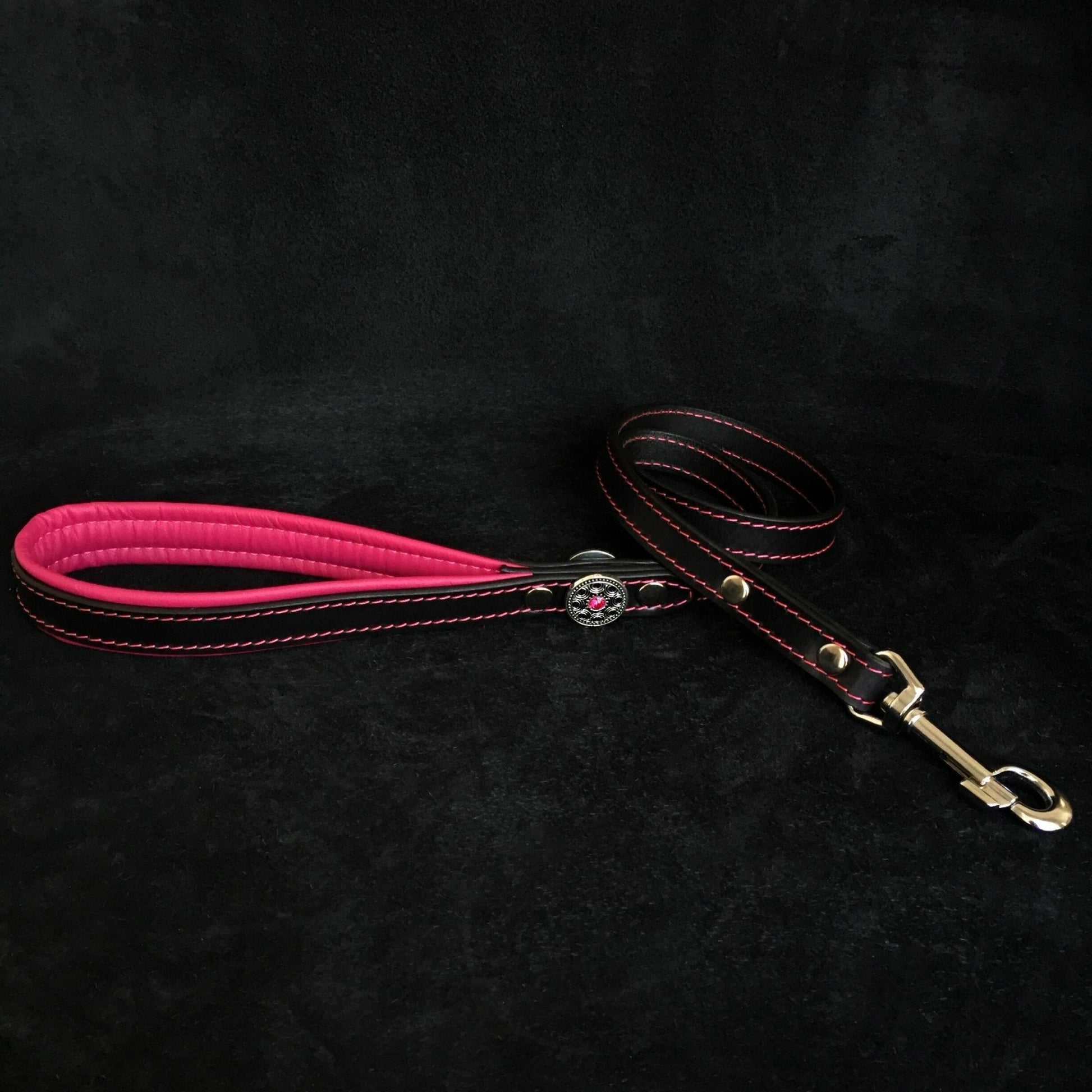 ''Bijou'' leather lead pink-0