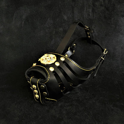 ''Maximus'' Basket Muzzle Black & Gold-0