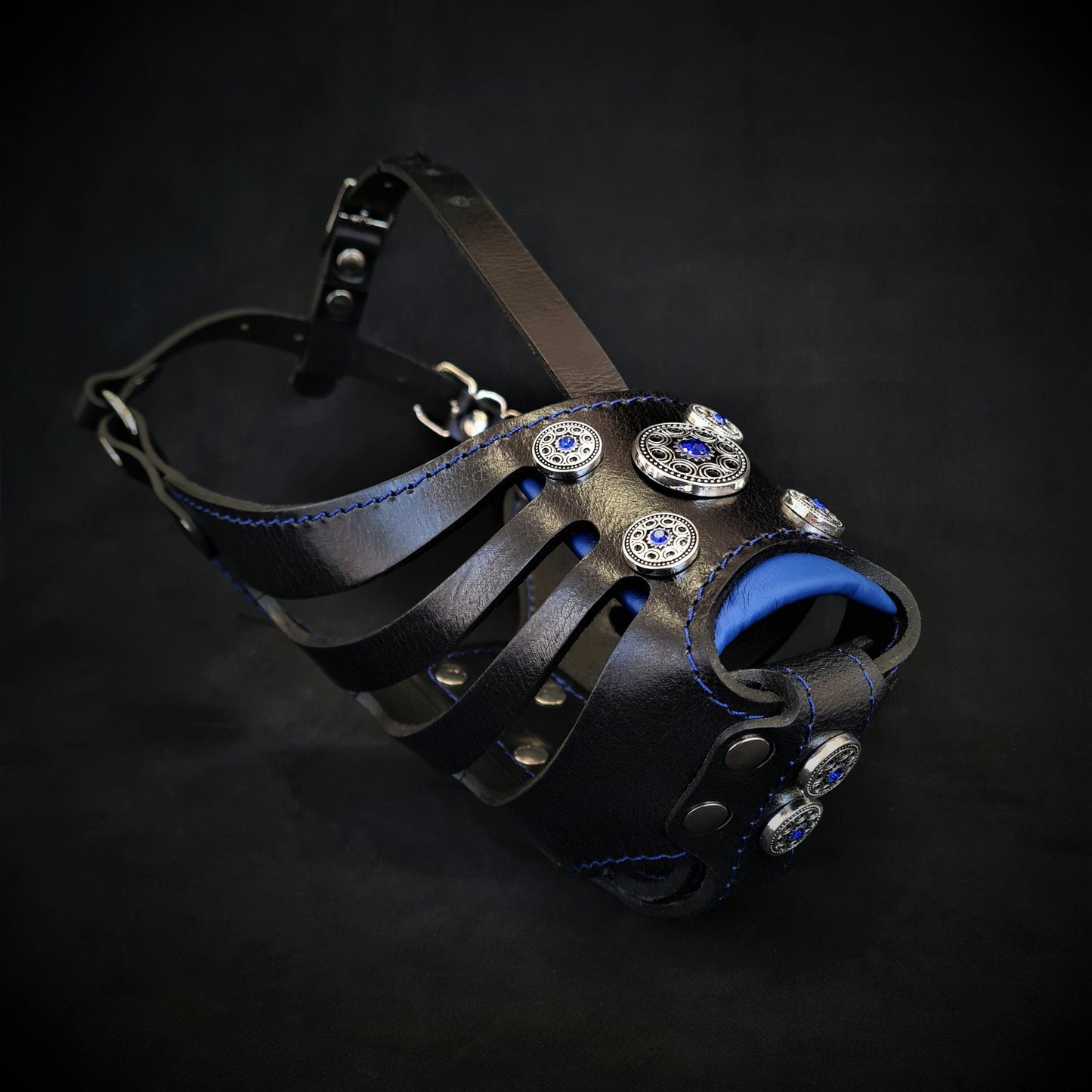 The ''Bijou'' Basket Muzzle Black & Blue-0