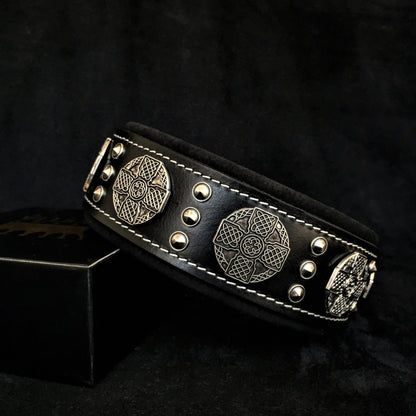 The "Maximus" collar 2.5 inch wide black & silver-0