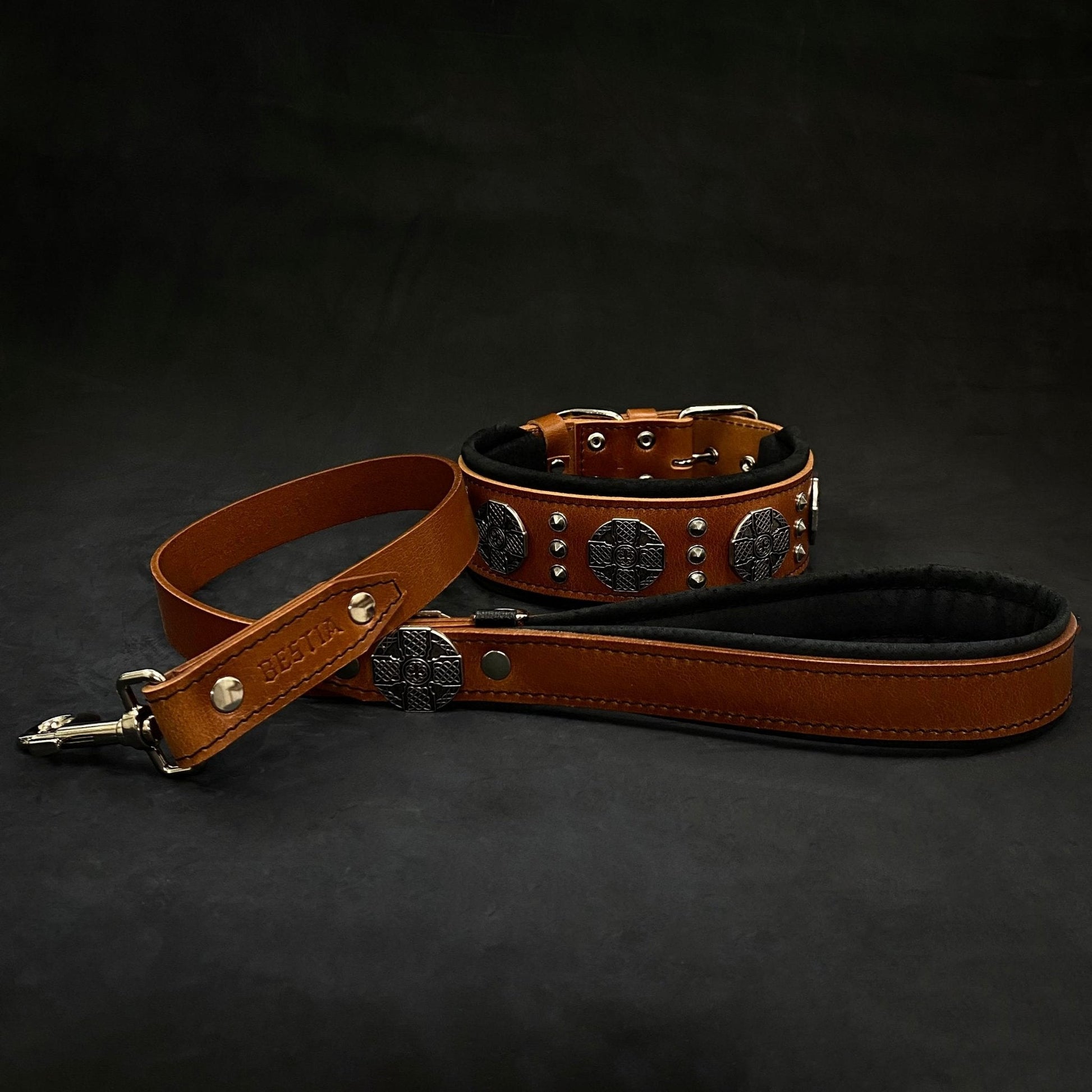 The "Maximus" collar 2.5 inch wide black & silver-3